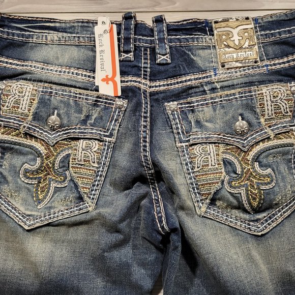 Rock Revival Men's ARMIE STRAIGHT Distressed Denim Jeans Sizes 28~44 Y2K - Picture 5 of 15